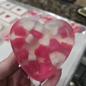 Heart-Shaped Soap with Pink and White Hearts